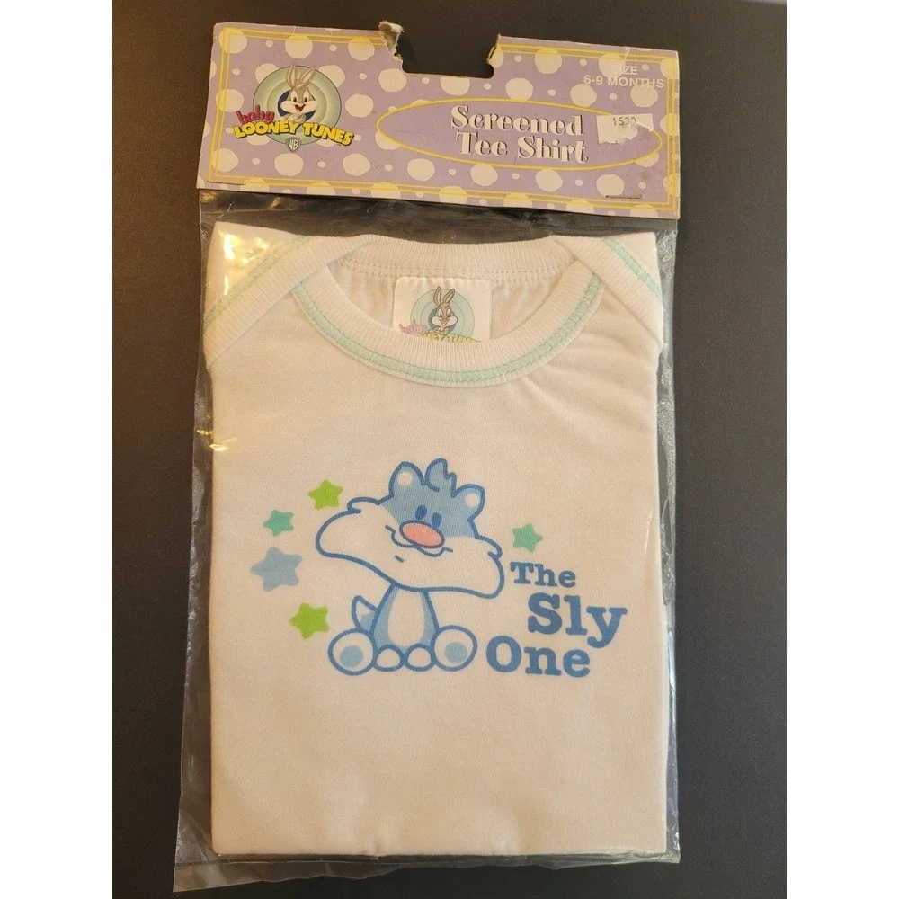 Baby Looney Tunes The Sly One Screened Tee Shirt Bodysuit 6-9 Months VINTAGE!